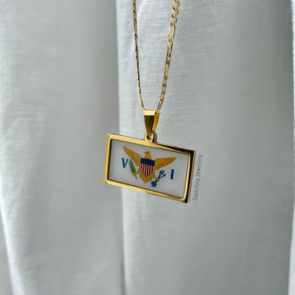 US Virgin Islands Flag Necklace🇻🇮 (4 Styles) gold - silver