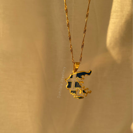 Greece Flag Necklace 🇬🇷 gold