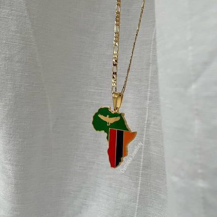 Zambia Flag Necklace 🇿🇲 gold