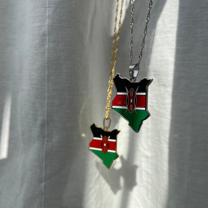 Kenya Flag Map Necklace