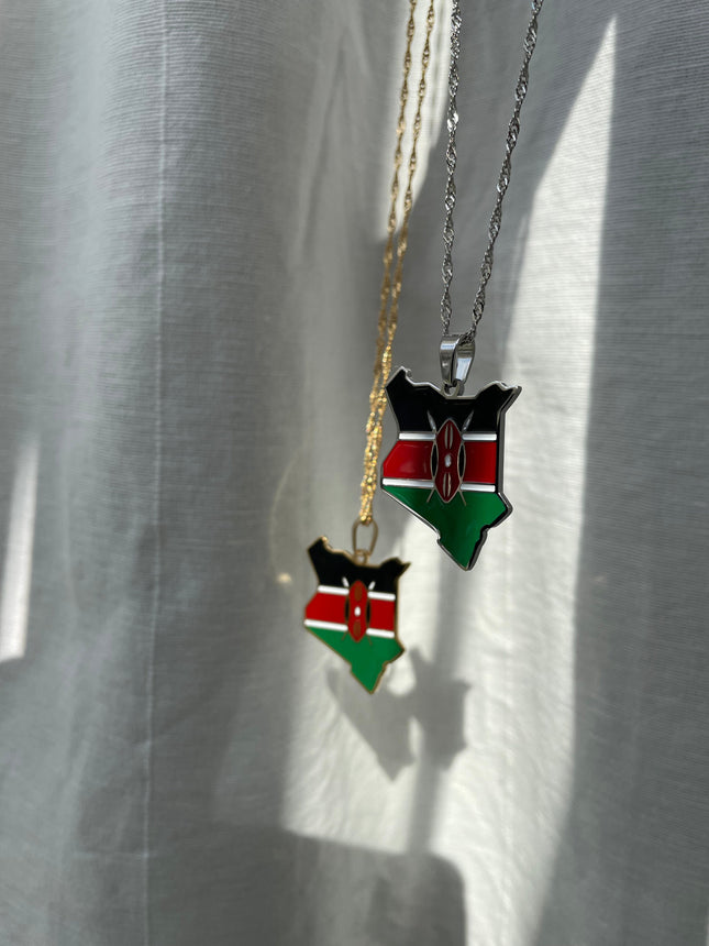 Kenya Flag Map Necklace