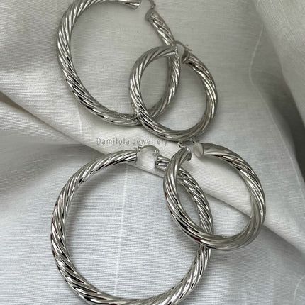‘Maya’ Big Gold Chunky Twisted Hoops - Gold/Silver