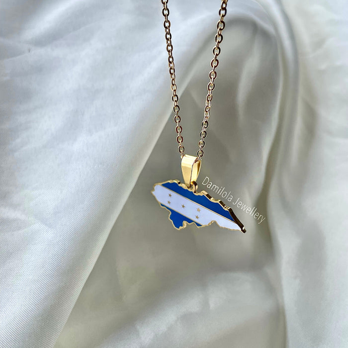 Honduras Flag Necklace 🇭🇳 gold