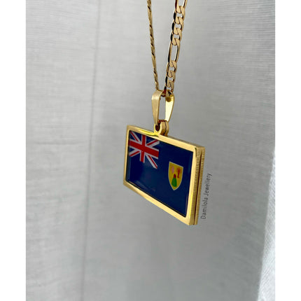 Turks and Caicos Flag Necklace 🇹🇨 gold