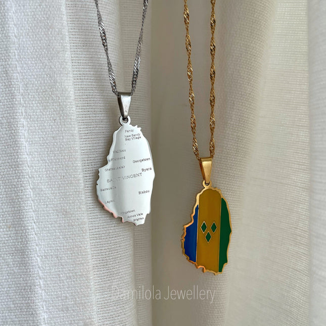 St Vincent Flag Necklace - Gold/Silver - “Peace and Justice”