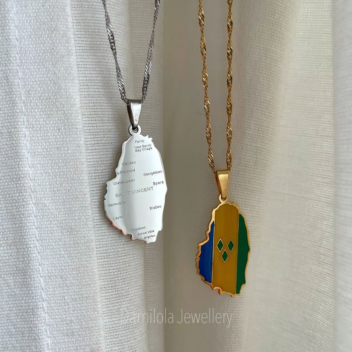 St Vincent Flag Necklace - Gold/Silver - “Peace and Justice”