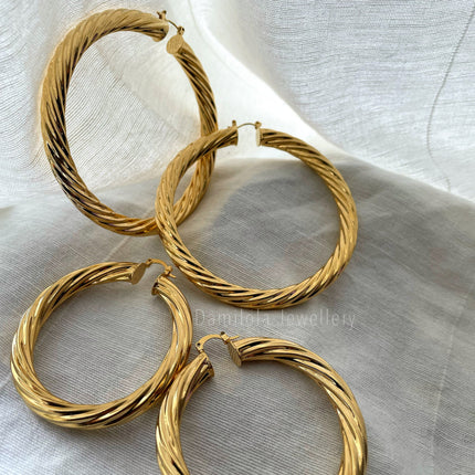 ‘Maya’ Big Gold Chunky Twisted Hoops - Gold/Silver