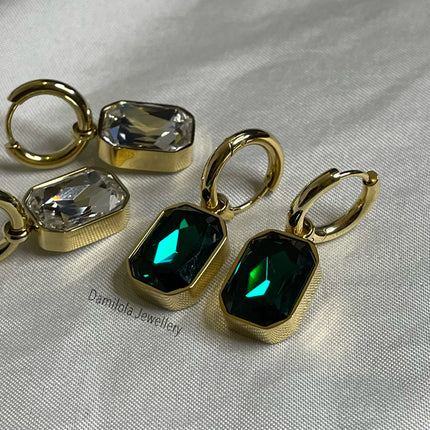 ‘Jayda’ Cubic Zirconia Drop Earrings - Clear/Green/Brown