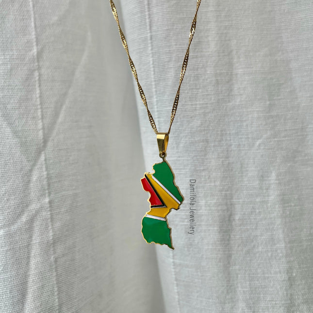 Guyana Flag Necklace🇬🇾 - Engraved/Colour