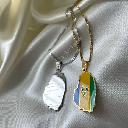 St Vincent Flag Necklace - Gold/Silver - “Peace and Justice”