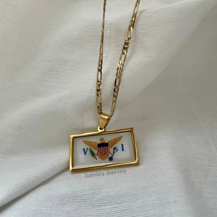 US Virgin Islands Flag Necklace🇻🇮 (4 Styles) gold - silver
