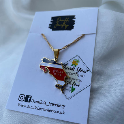 Costa Rica Flag Necklace🇨🇷 gold-silver