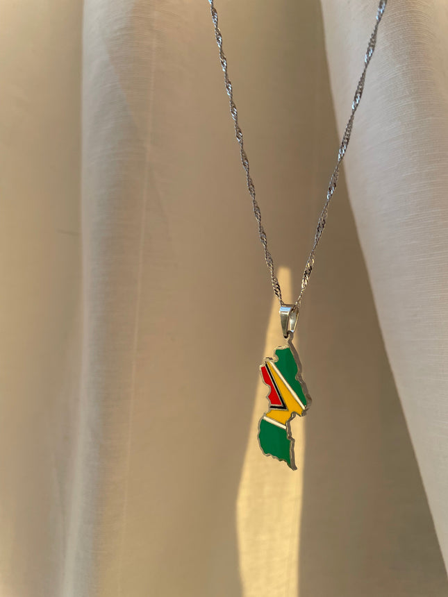 Guyana Flag Necklace🇬🇾 - Engraved/Colour