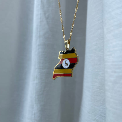 Uganda Flag Map Necklace 🇺🇬
