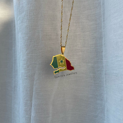 Senegal Flag Map Necklace 🇸🇳