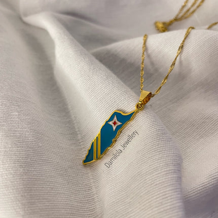 Aruba Flag Necklace 🇦🇼 gold