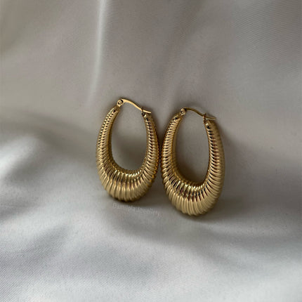 Gold Oval Hoop Earrings - ‘Mariama’