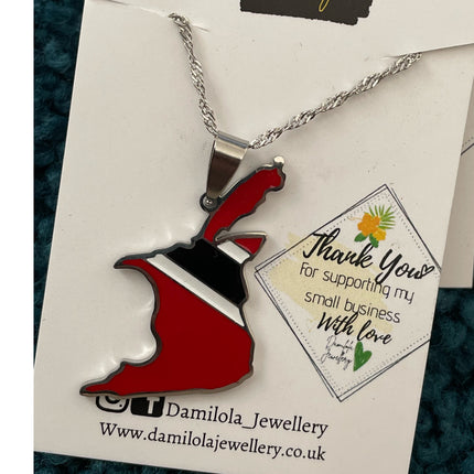 Trinidad Flag Map Necklace - Gold & Silver - ‘Together We Aspire'