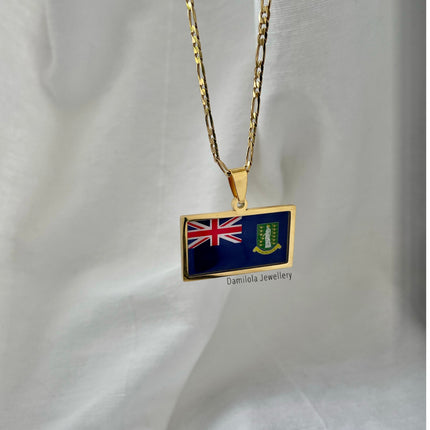 British Virgin Islands Flag Necklace 🇻🇬 gold