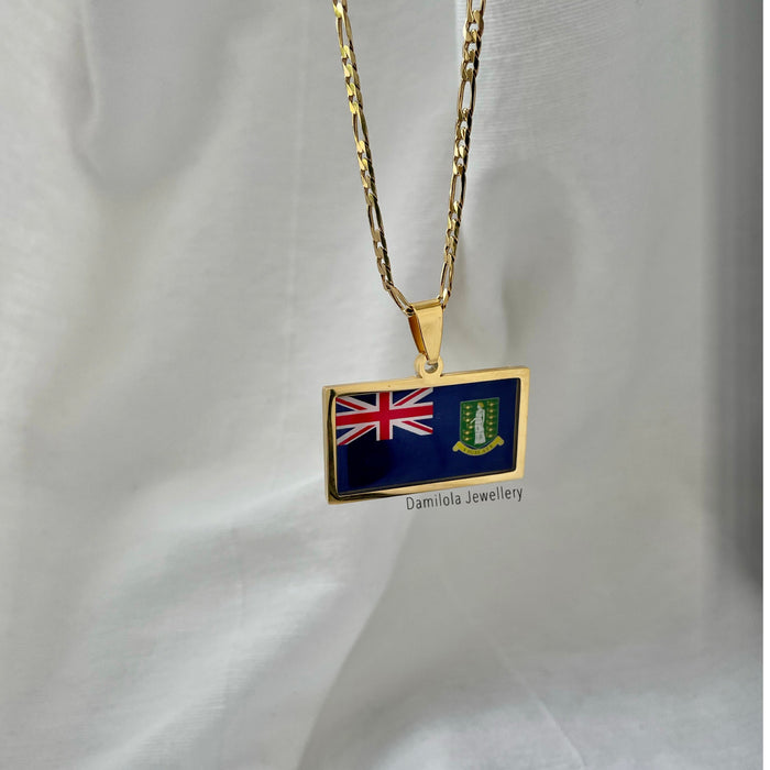 British Virgin Islands Flag Necklace 🇻🇬 gold