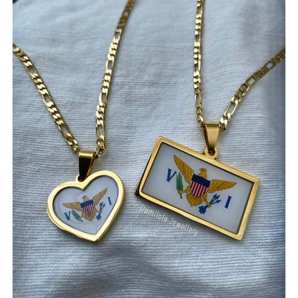 US Virgin Islands Flag Necklace🇻🇮 (4 Styles) gold - silver
