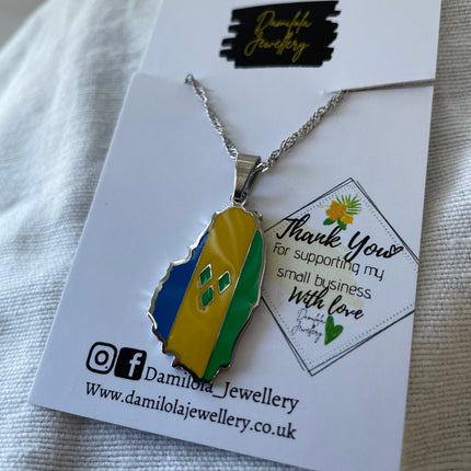St Vincent Flag Necklace - Gold/Silver - “Peace and Justice”