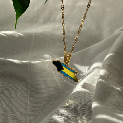 The Bahamas Flag Necklace 🇧🇸 gold