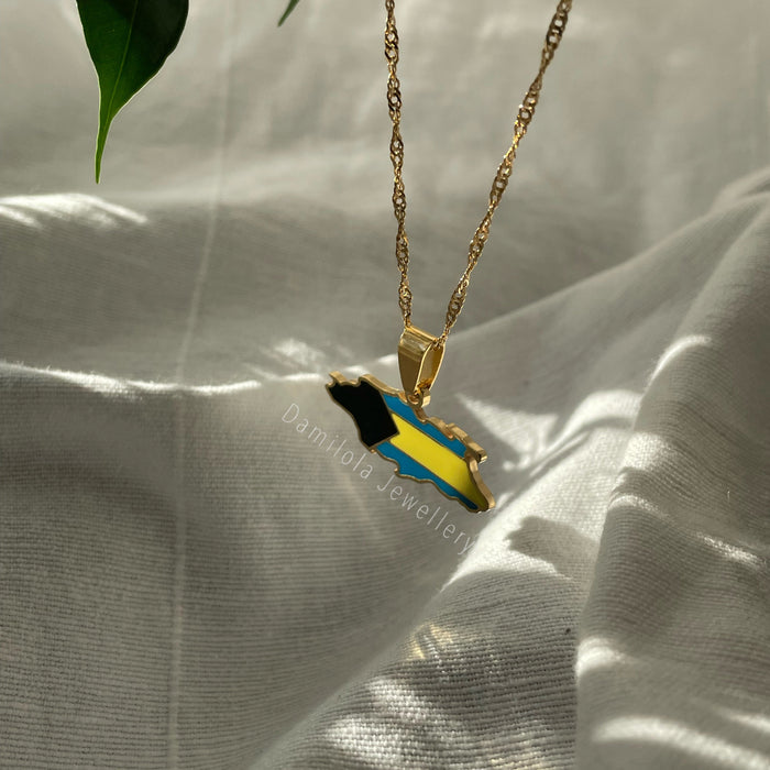 The Bahamas Flag Necklace 🇧🇸 gold
