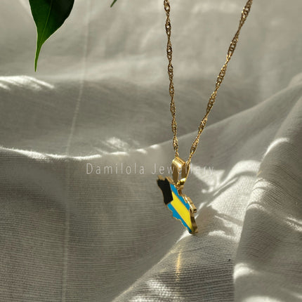 The Bahamas Flag Necklace 🇧🇸 gold