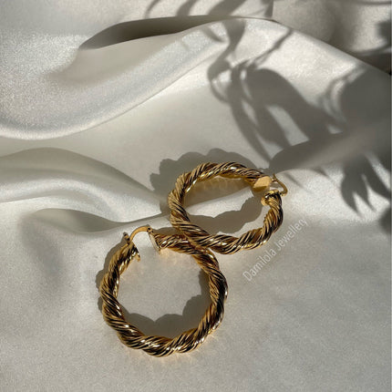 ‘Halle’ Gold/Silver Twisted Hoops - 3/5/6.5cm