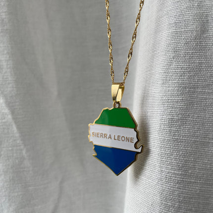 Sierra Leone Flag Necklace🇸🇱 gold