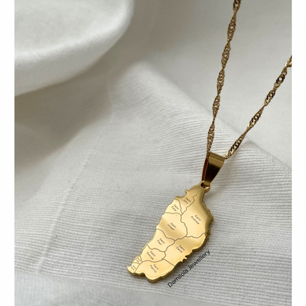Dominica Engraved Map Necklace 🇩🇲- Silver/Gold