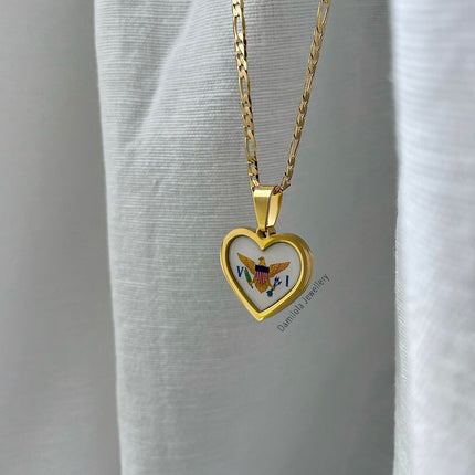 US Virgin Islands Flag Necklace🇻🇮 (4 Styles) gold - silver
