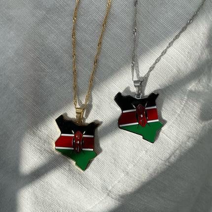 Kenya Flag Map Necklace