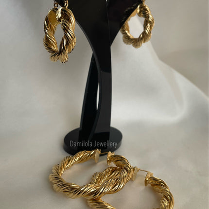 ‘Halle’ Gold/Silver Twisted Hoops - 3/5/6.5cm
