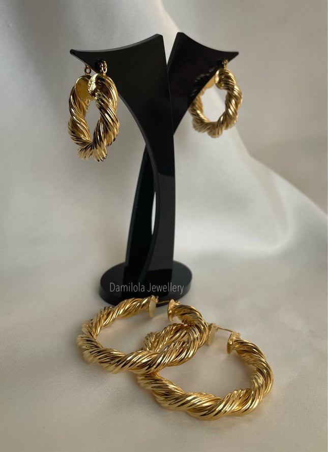 ‘Halle’ Gold/Silver Twisted Hoops - 3/5/6.5cm