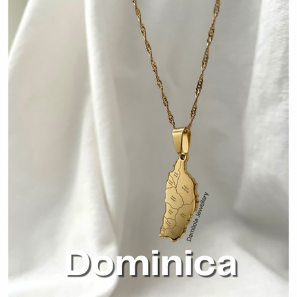 Dominica Engraved Map Necklace 🇩🇲- Silver/Gold