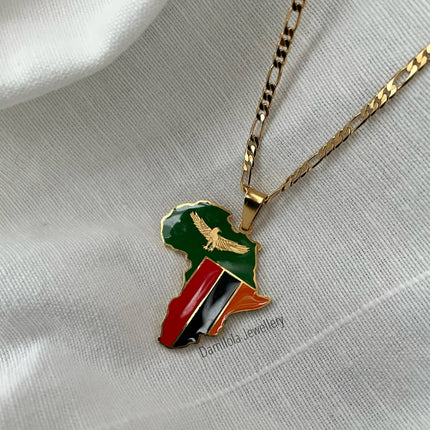 Zambia Flag Necklace 🇿🇲 gold