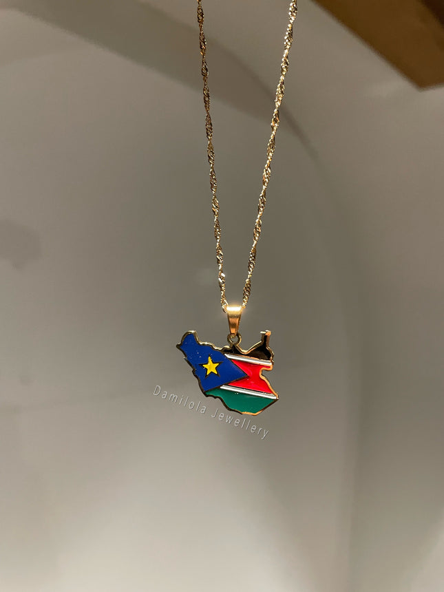 South Sudan Flag Map Necklace 🇸🇸