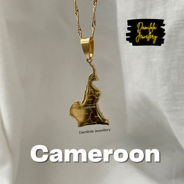 Cameroon - Engraved Map Necklace 🇨🇲