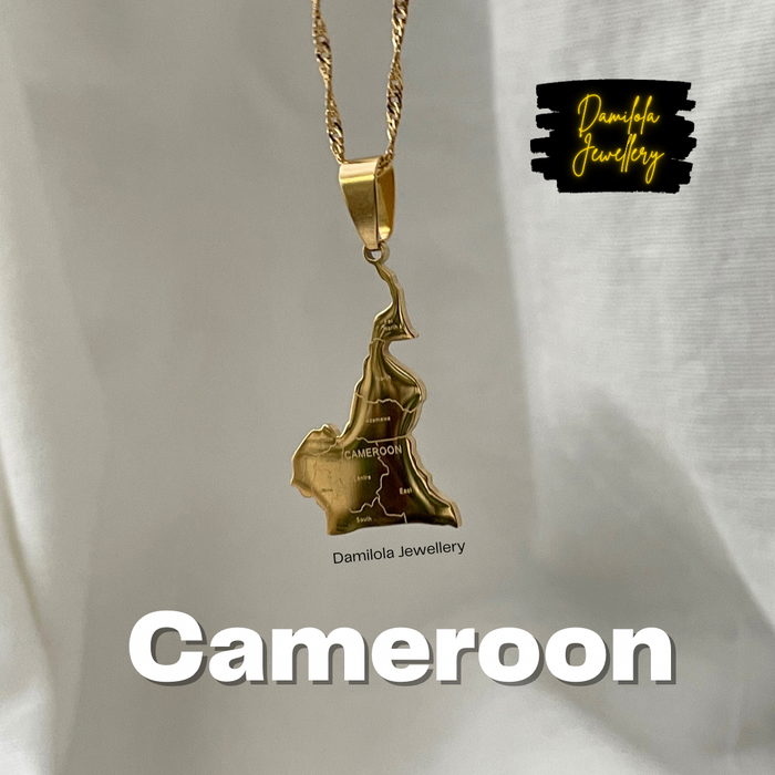 Cameroon - Engraved Map Necklace 🇨🇲 gold