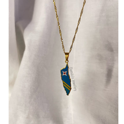 Aruba Flag Necklace 🇦🇼 gold