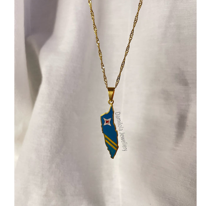 Aruba Flag Necklace 🇦🇼 gold