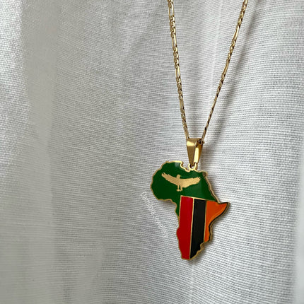 Zambia Flag Necklace 🇿🇲 gold