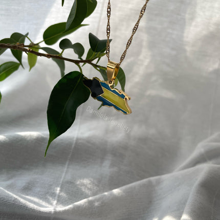 The Bahamas Flag Necklace 🇧🇸 gold
