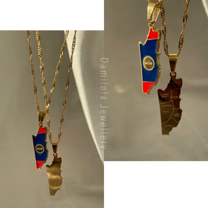 Belize Flag Necklace 🇧🇿 gold