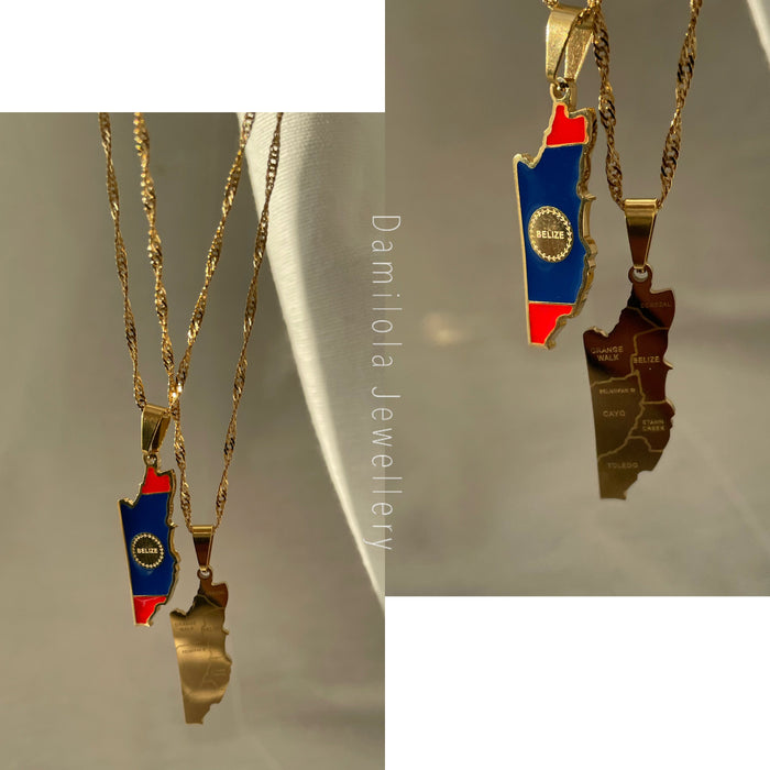 Belize Flag Necklace 🇧🇿 gold