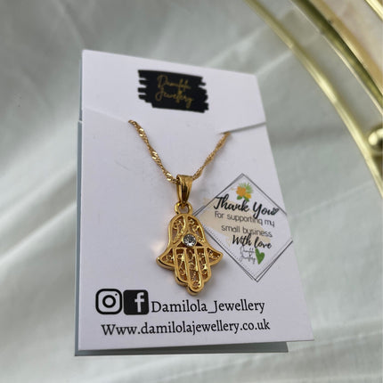 'Bad Energy Stay Far Away' - Hamsa Hand Necklace