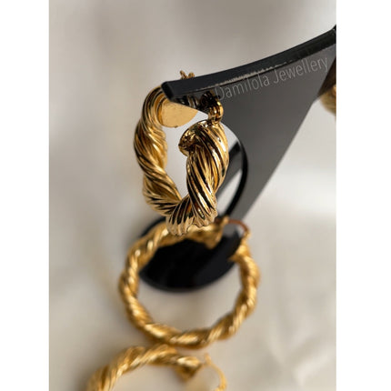 ‘Halle’ Gold/Silver Twisted Hoops - 3/5/6.5cm