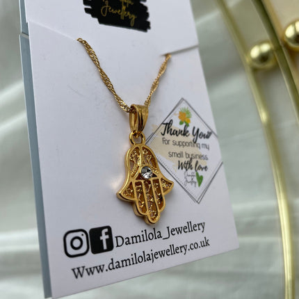 'Bad Energy Stay Far Away' - Hamsa Hand Necklace